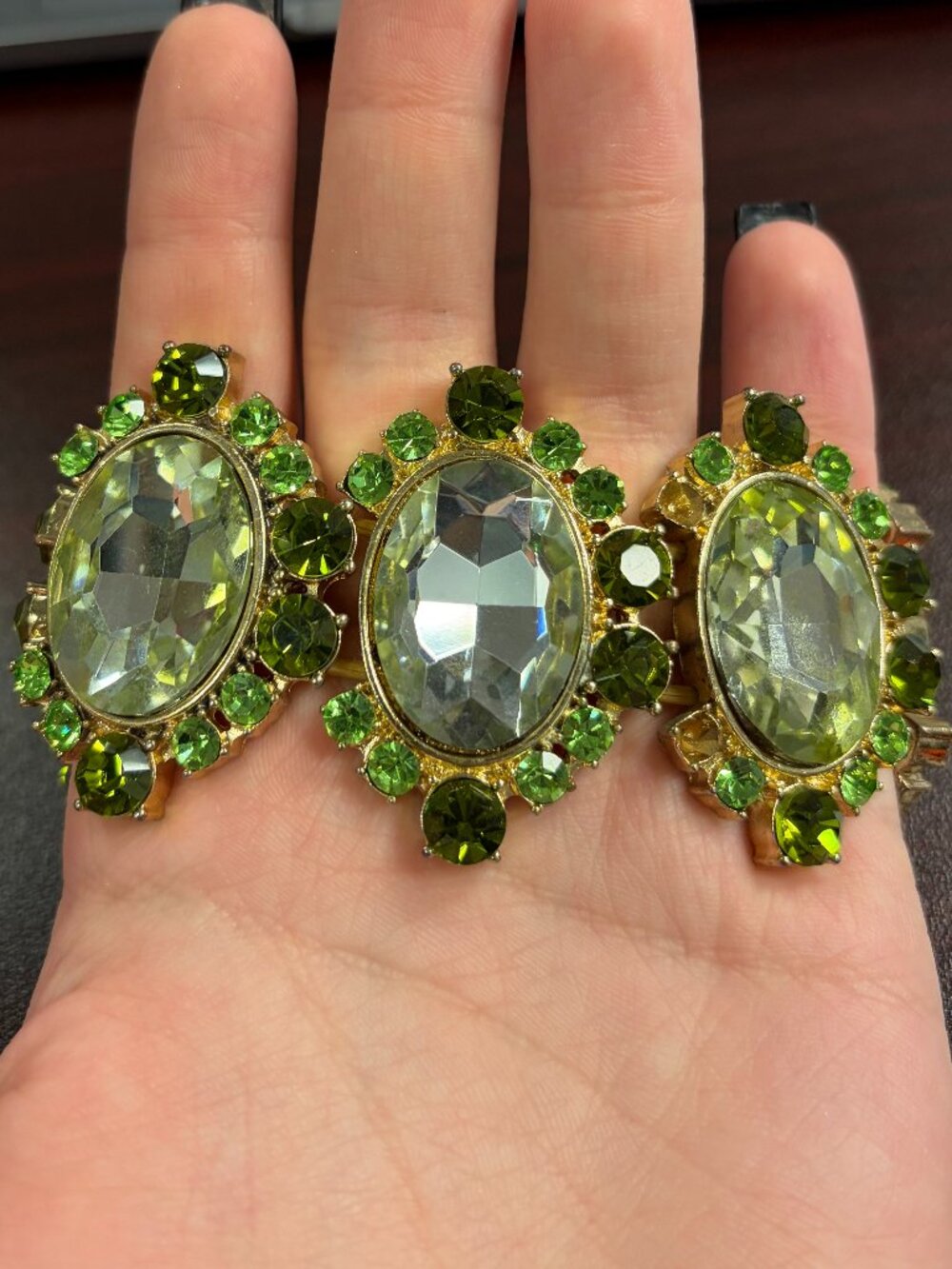Green Jeweled Fashion Bracelet